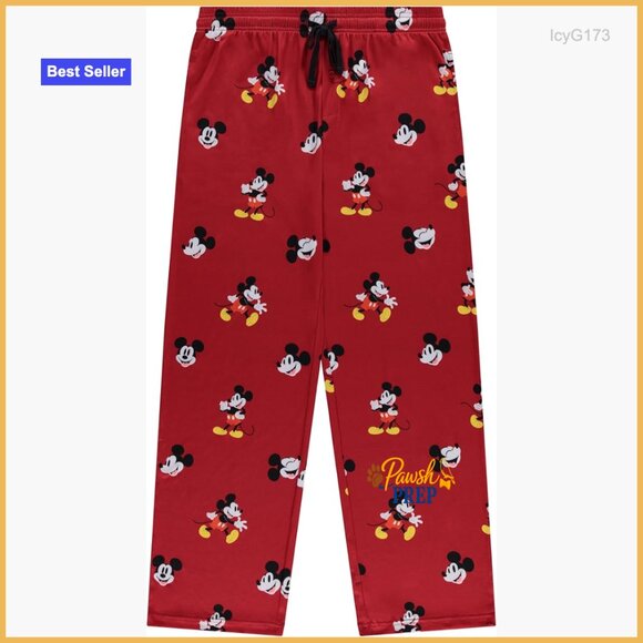 Men's Disney Lounge Pants - Soft Polyester Sleepwear with Drawstring Waist
